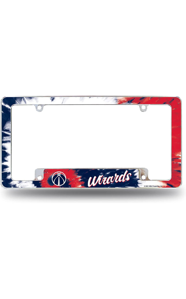 Washington Wizards Metal License Plate Frame Chrome Tag Cover Tie Dye Design 6x12 Inch
