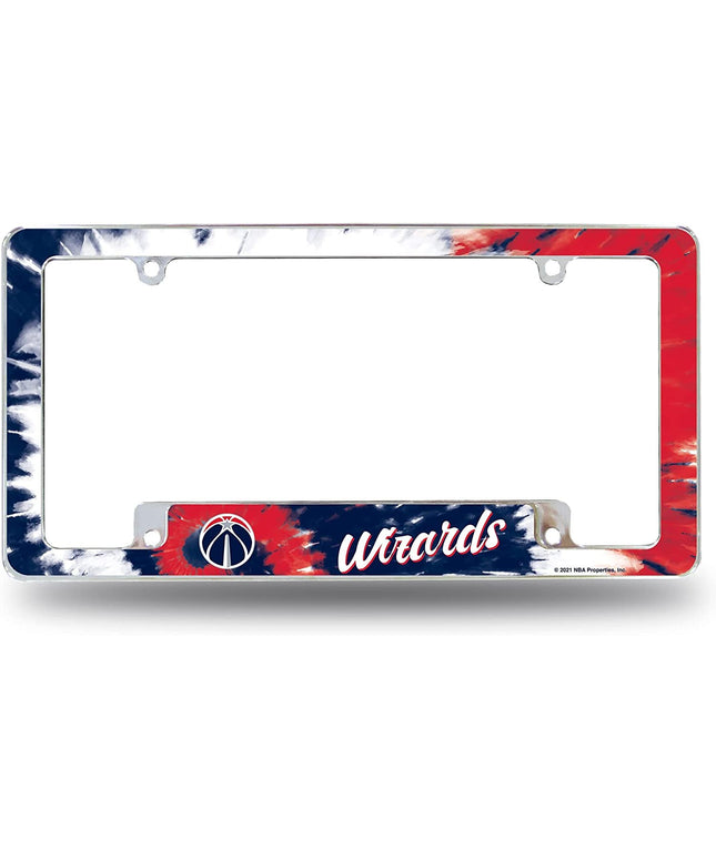 Washington Wizards Metal License Plate Frame Chrome Tag Cover Tie Dye Design 6x12 Inch