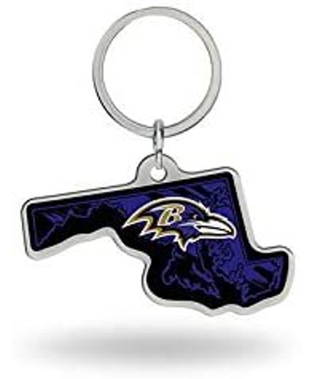 Baltimore Ravens Metal Keychain State Shaped