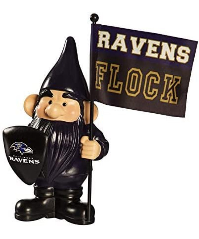 Baltimore Ravens 10 Inch Outdoor Garden Gnome, Includes Team Flag