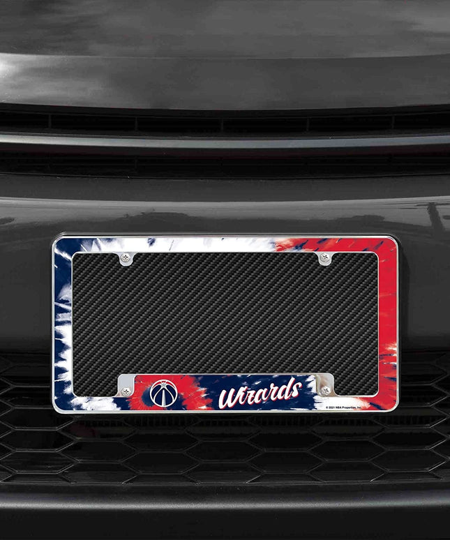 Washington Wizards Metal License Plate Frame Chrome Tag Cover Tie Dye Design 6x12 Inch