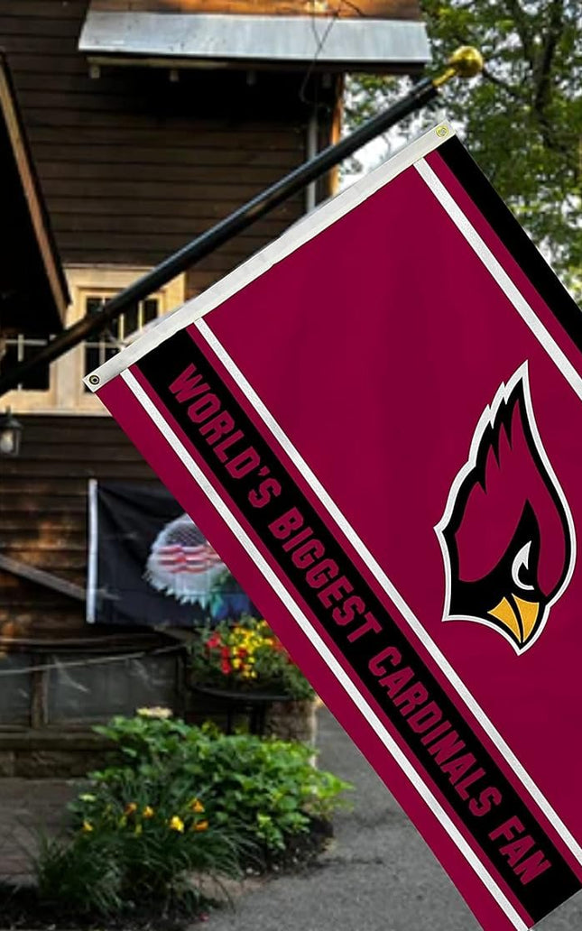 Arizona Cardinals 3x5 Feet Flag Banner, World's Biggest Fan, Metal Grommets, Single Sided, Indoor or Outdoor Use