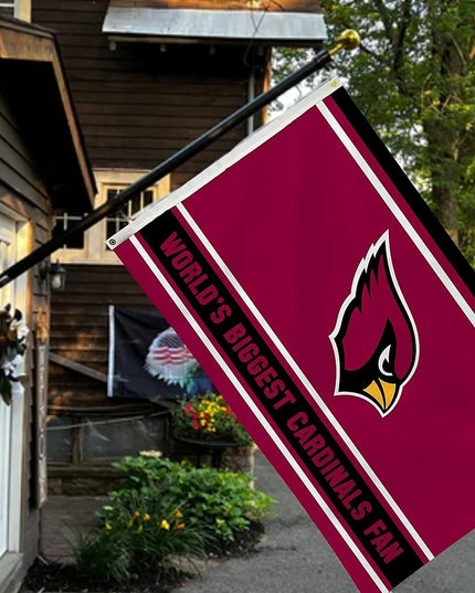 Arizona Cardinals 3x5 Feet Flag Banner, World's Biggest Fan, Metal Grommets, Single Sided, Indoor or Outdoor Use