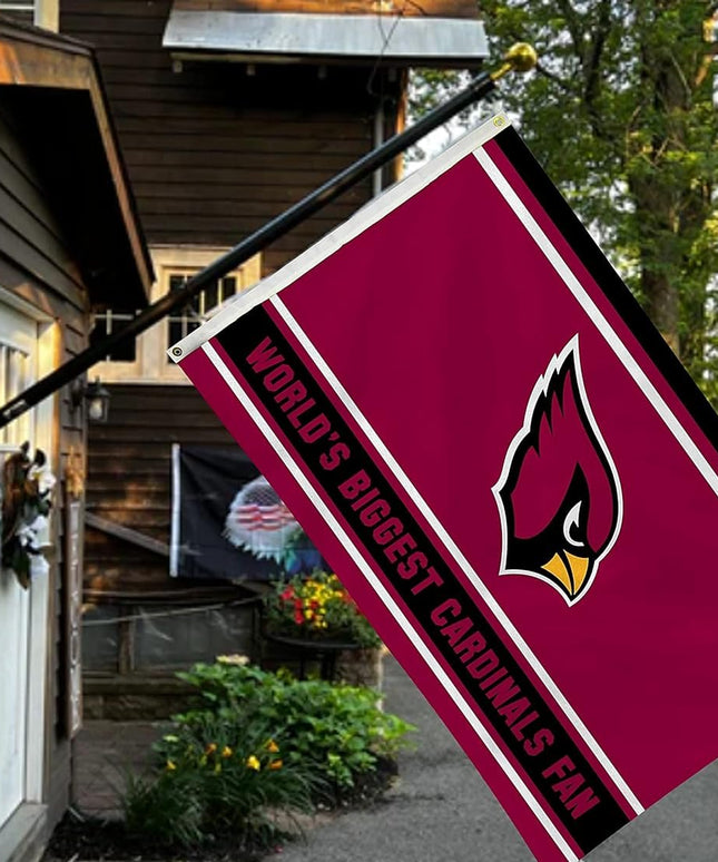 Arizona Cardinals 3x5 Feet Flag Banner, World's Biggest Fan, Metal Grommets, Single Sided, Indoor or Outdoor Use