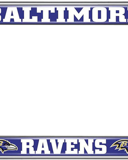 Baltimore Ravens Metal License Plate Frame Chrome Tag Cover 6x12 Inch