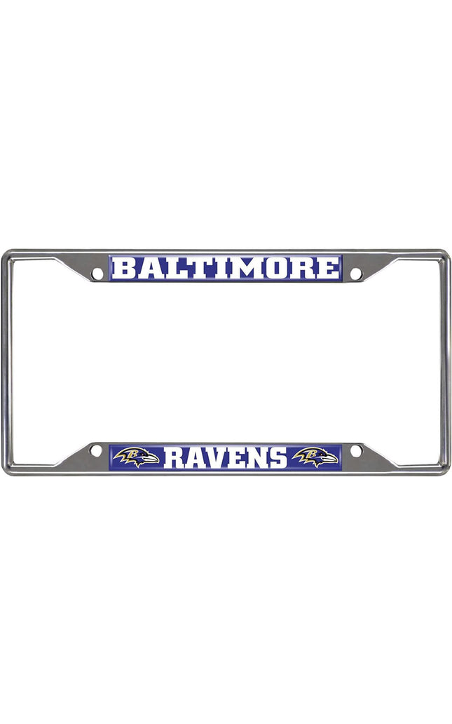 Baltimore Ravens Metal License Plate Frame Chrome Tag Cover 6x12 Inch