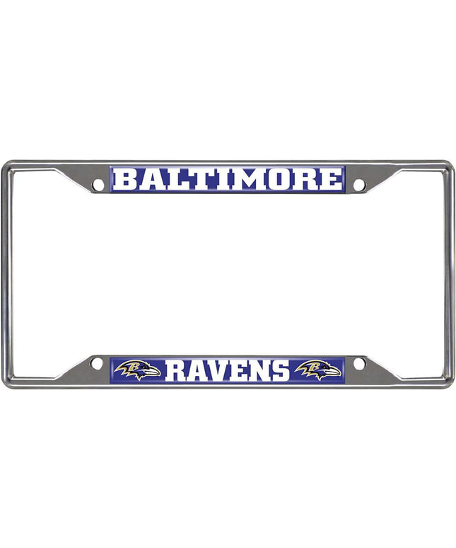 Baltimore Ravens Metal License Plate Frame Chrome Tag Cover 6x12 Inch