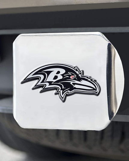 Baltimore Ravens Hitch Cover Solid Metal with Raised Chrome Metal Emblem 2" Square Type III