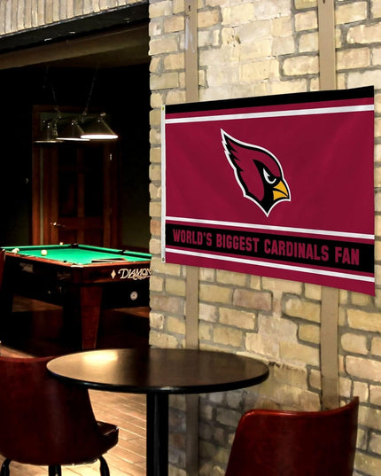 Arizona Cardinals 3x5 Feet Flag Banner, World's Biggest Fan, Metal Grommets, Single Sided, Indoor or Outdoor Use