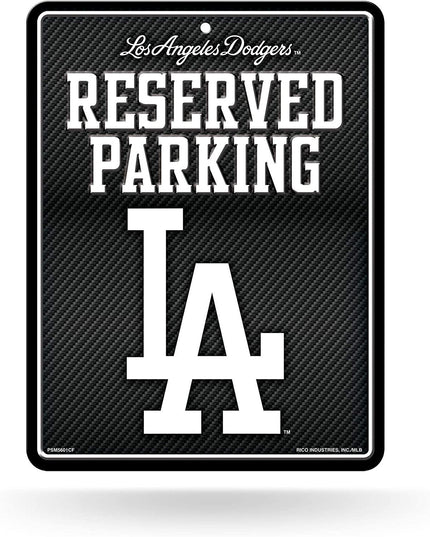 Los Angeles Dodgers Metal Parking Sign, Carbon Fiber Design, 8.5 x 11 Inch, Novelty for Wall, Indoor or Outdoor Use