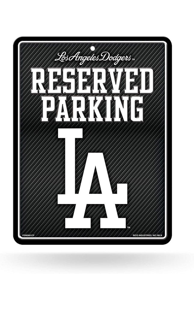 Los Angeles Dodgers Metal Parking Sign, Carbon Fiber Design, 8.5 x 11 Inch, Novelty for Wall, Indoor or Outdoor Use