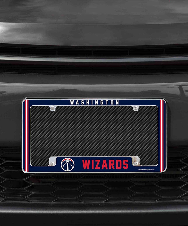 Washington Wizards Metal License Plate Frame Chrome Tag Cover Alternate Design 6x12 Inch