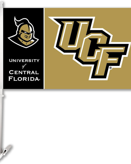 University of Central Florida UCF Knights Premium Double Sided Car Flag Banner with included Plastic Display Pole