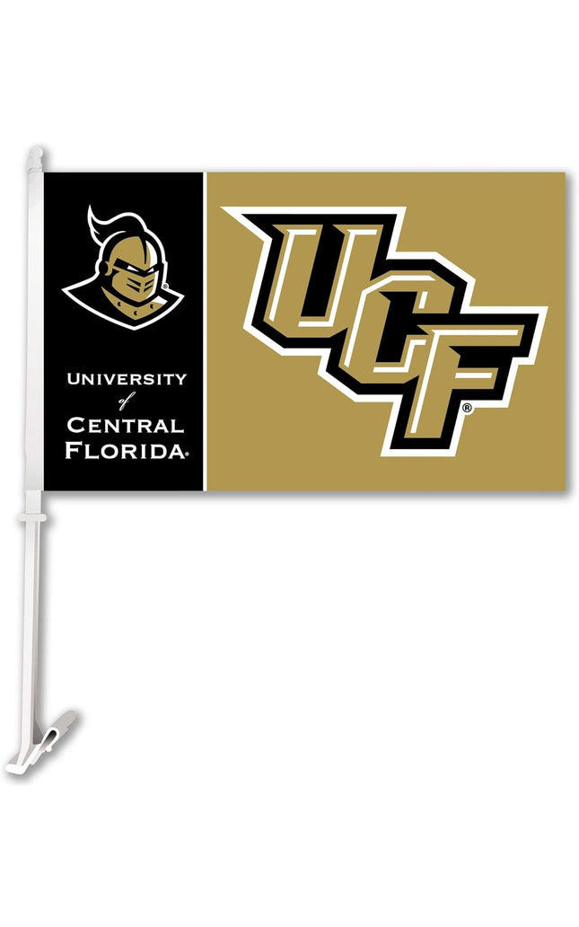 University of Central Florida UCF Knights Premium Double Sided Car Flag Banner with included Plastic Display Pole
