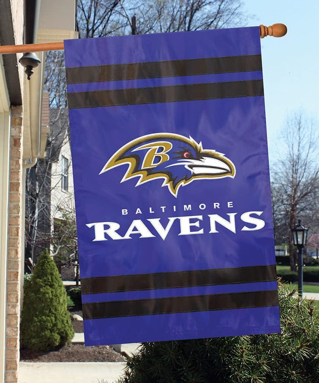 Baltimore Ravens Double Sided Banner Flag Embroidered Applique 44x28 Inch