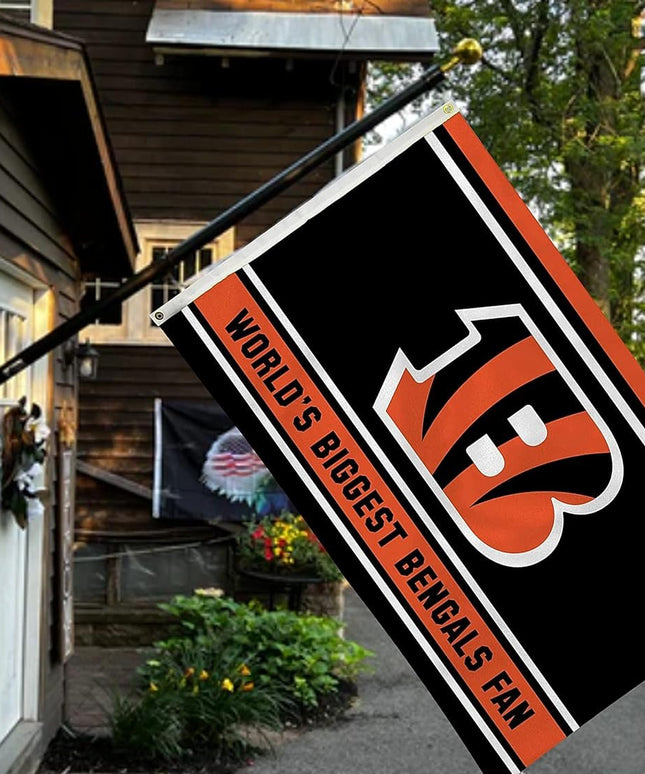 Cincinnati Bengals 3x5 Feet Flag Banner, World's Biggest Fan, Metal Grommets, Single Sided, Indoor or Outdoor Use