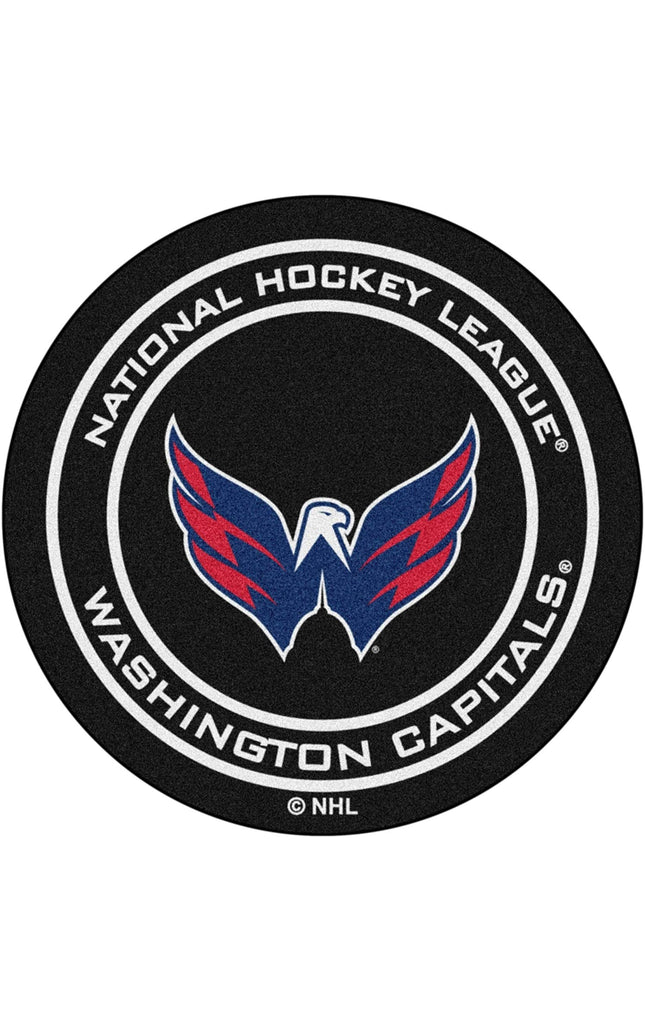 Washington Capitals 27 Inch Area Rug Floor Mat, Nylon, Anti-Skid Backing, Puck Shaped