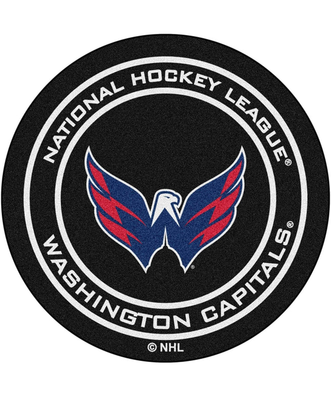 Washington Capitals 27 Inch Area Rug Floor Mat, Nylon, Anti-Skid Backing, Puck Shaped