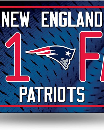 New England Patriots #1 Fan Metal Tag License Plate Novelty 12x6 Inch