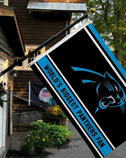 Carolina Panthers 3x5 Feet Flag Banner, World's Biggest Fan, Metal Grommets, Single Sided, Indoor or Outdoor Use