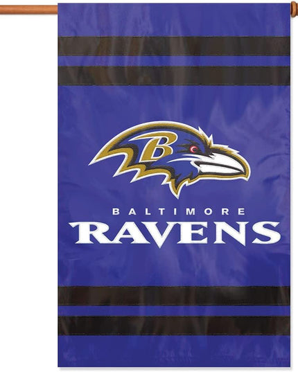 Baltimore Ravens Double Sided Banner Flag Embroidered Applique 44x28 Inch