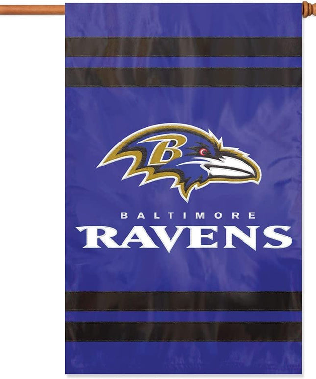 Baltimore Ravens Double Sided Banner Flag Embroidered Applique 44x28 Inch