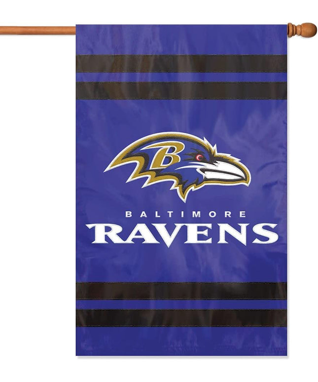 Baltimore Ravens Double Sided Banner Flag Embroidered Applique 44x28 Inch