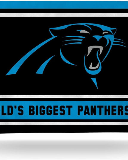Carolina Panthers 3x5 Feet Flag Banner, World's Biggest Fan, Metal Grommets, Single Sided, Indoor or Outdoor Use