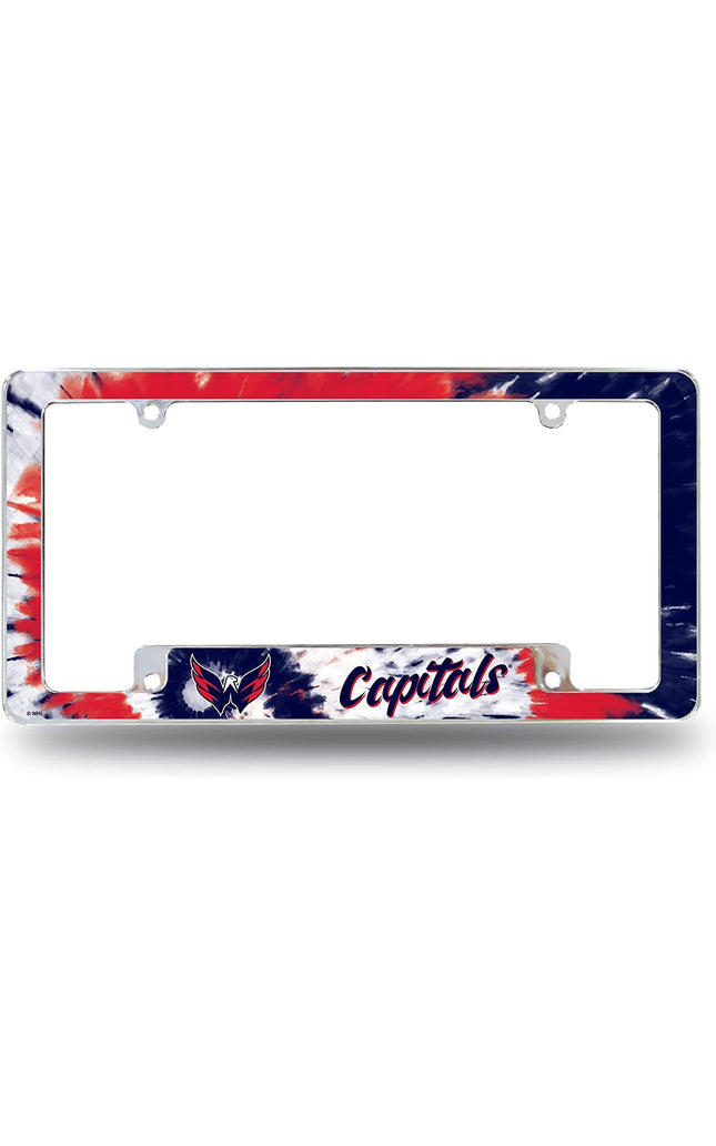 Washington Capitals Metal License Plate Frame Chrome Tag Cover Tie Dye Design 6x12 Inch