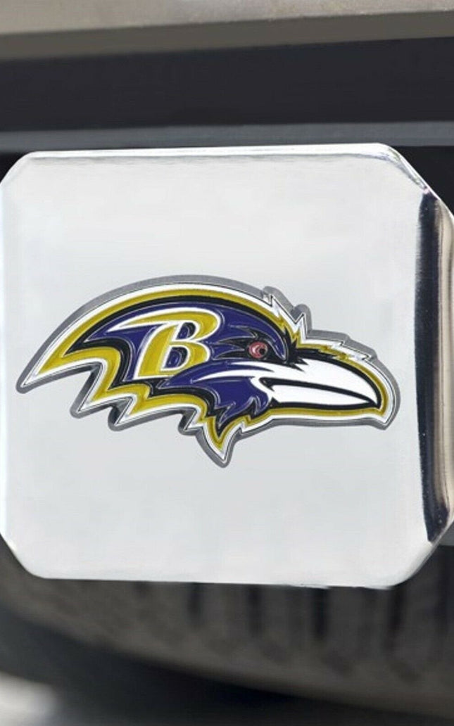 Baltimore Ravens Hitch Cover Solid Metal with Raised Color Metal Emblem 2" Square Type III