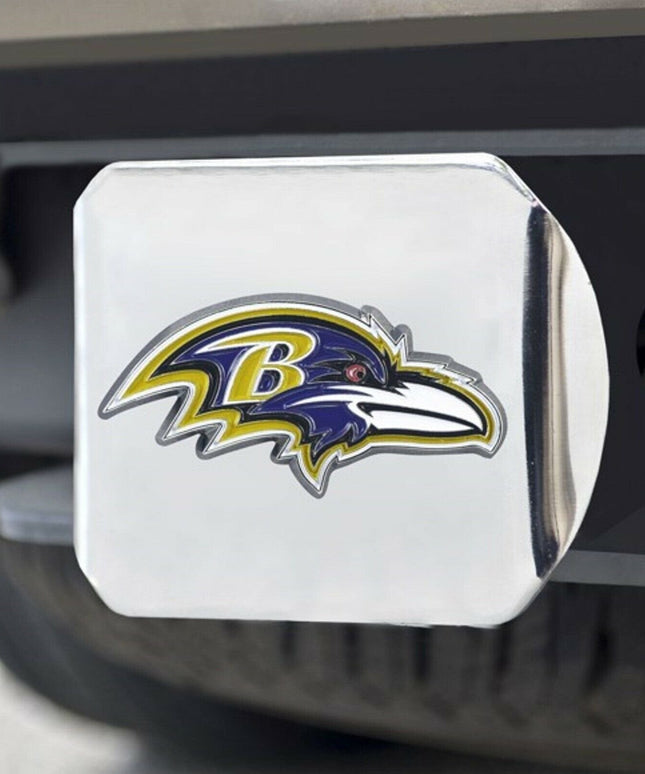 Baltimore Ravens Hitch Cover Solid Metal with Raised Color Metal Emblem 2" Square Type III