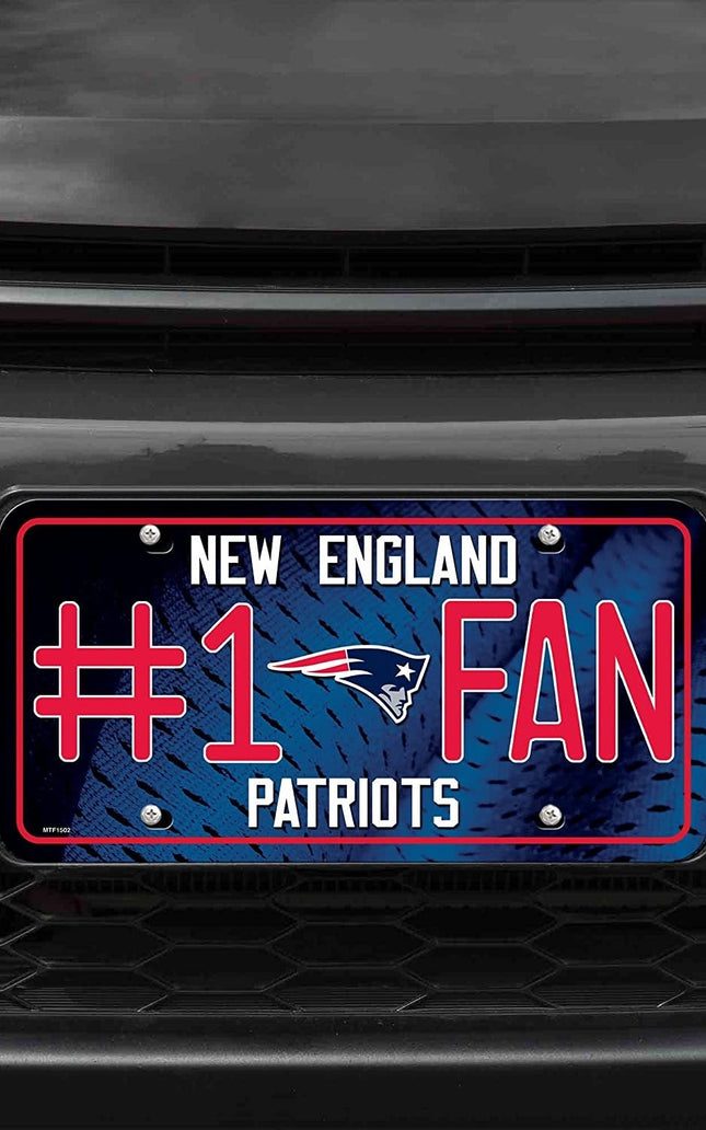 New England Patriots #1 Fan Metal Tag License Plate Novelty 12x6 Inch