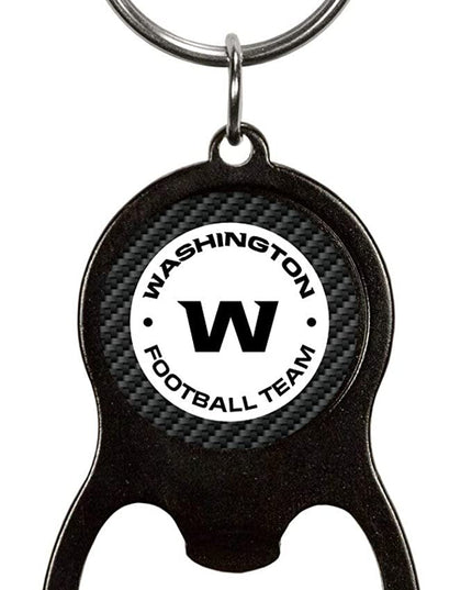 Washington Football Team Commanders Premium Solid Metal Bottle Opener Keychain, Key Ring, Carbon Fiber Design