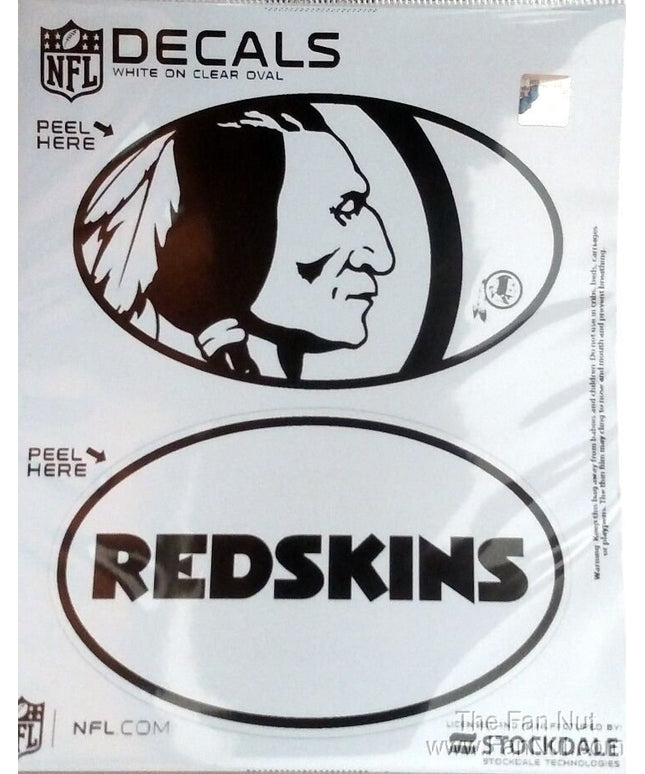 Washington Redskins 2-Piece White and Clear Euro Decal Sticker Set, 4x2.5 Inch Each, Commanders