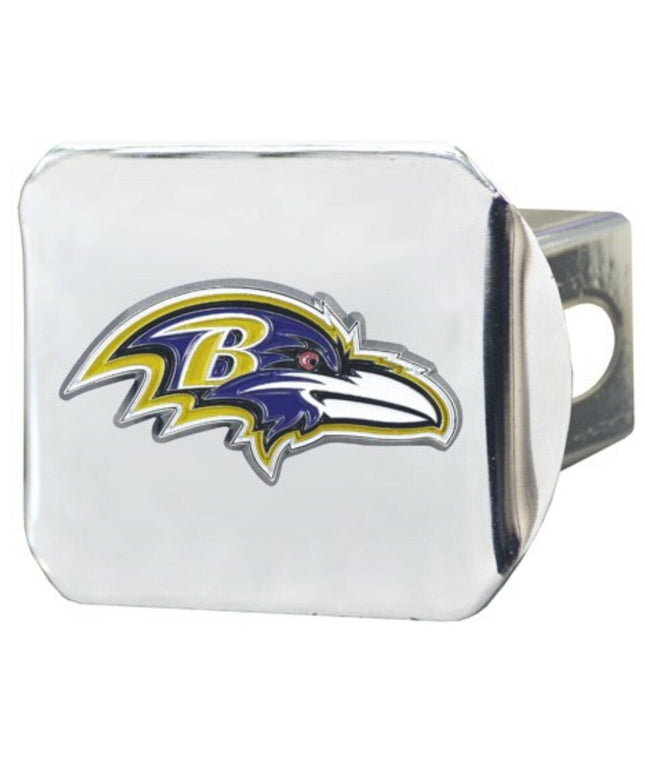 Baltimore Ravens Hitch Cover Solid Metal with Raised Color Metal Emblem 2" Square Type III
