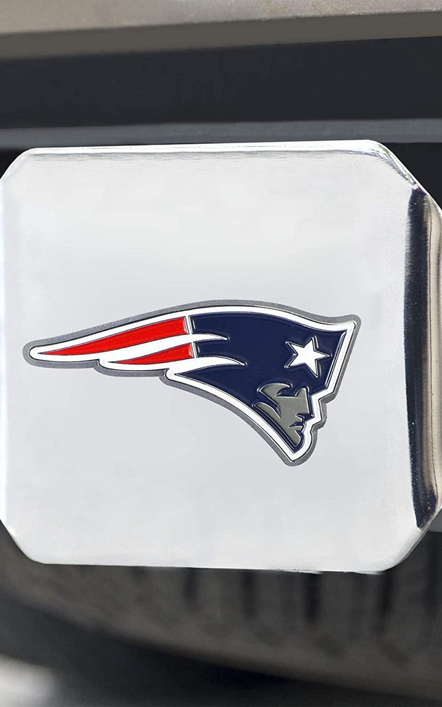 New England Patriots Hitch Cover Solid Metal with Raised Color Metal Emblem 2" Square Type III