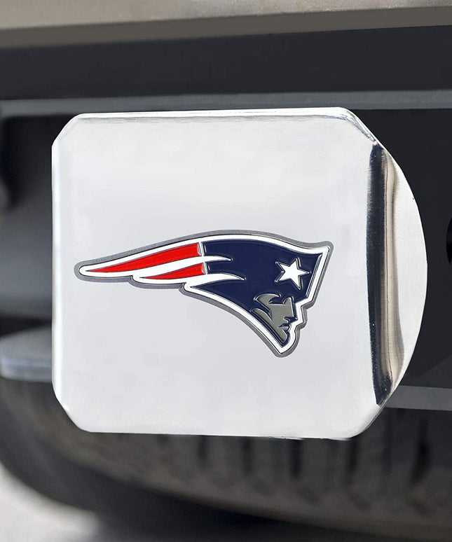New England Patriots Hitch Cover Solid Metal with Raised Color Metal Emblem 2" Square Type III