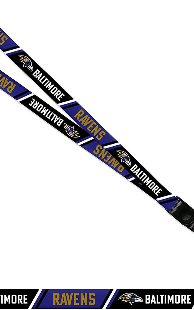 Baltimore Ravens Lanyard Keychain Double Sided Breakaway Safety Design Adult 18 Inch