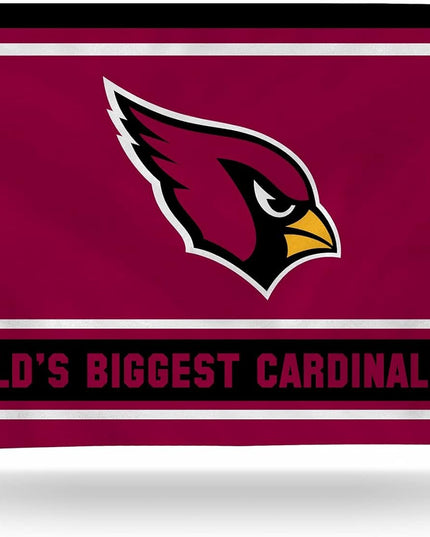 Arizona Cardinals 3x5 Feet Flag Banner, World's Biggest Fan, Metal Grommets, Single Sided, Indoor or Outdoor Use