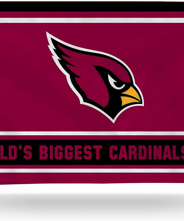 Arizona Cardinals 3x5 Feet Flag Banner, World's Biggest Fan, Metal Grommets, Single Sided, Indoor or Outdoor Use