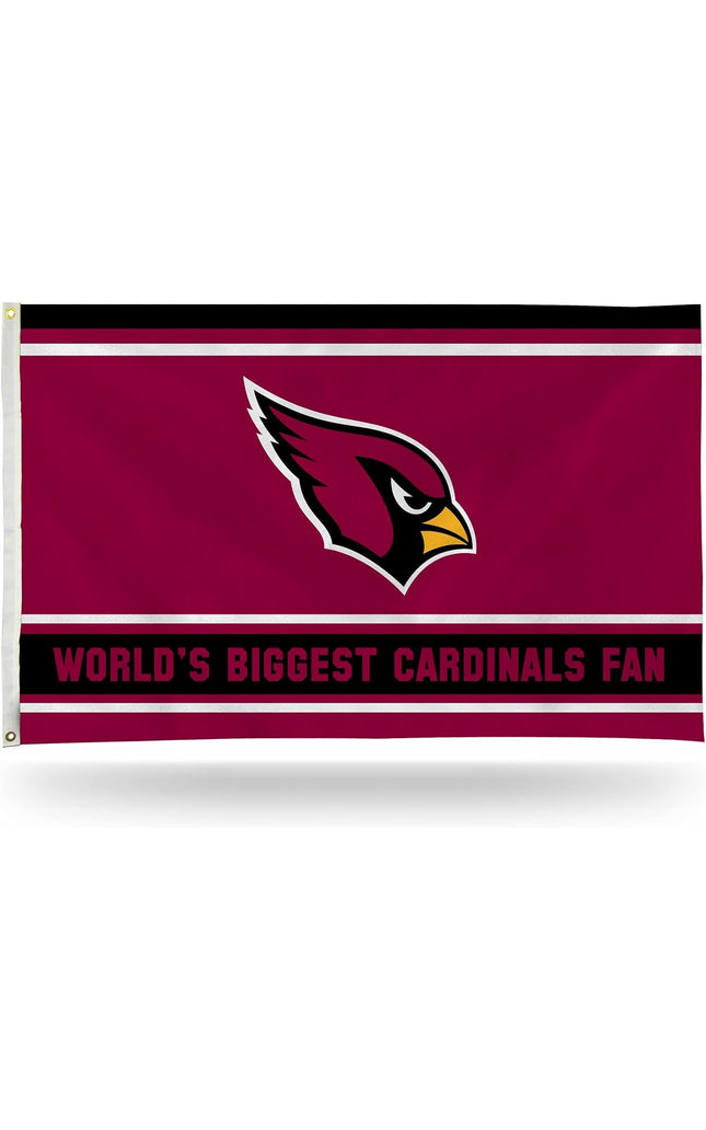 Arizona Cardinals 3x5 Feet Flag Banner, World's Biggest Fan, Metal Grommets, Single Sided, Indoor or Outdoor Use