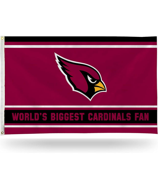 Arizona Cardinals 3x5 Feet Flag Banner, World's Biggest Fan, Metal Grommets, Single Sided, Indoor or Outdoor Use