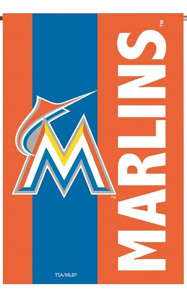 Miami Marlins Premium Double Sided House Flag Banner, Embellished Applique, 28x44 Inch, Display Pole Sold Separately