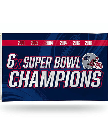 New England Patriots 3x5 Flag Banner 6X Time Champions with Metal Grommets Outdoor House Football