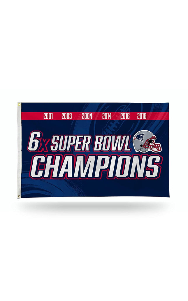 New England Patriots 3x5 Flag Banner 6X Time Champions with Metal Grommets Outdoor House Football