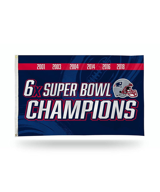 New England Patriots 3x5 Flag Banner 6X Time Champions with Metal Grommets Outdoor House Football