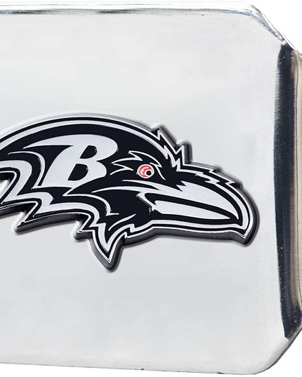 Baltimore Ravens Hitch Cover Solid Metal with Raised Chrome Metal Emblem 2" Square Type III