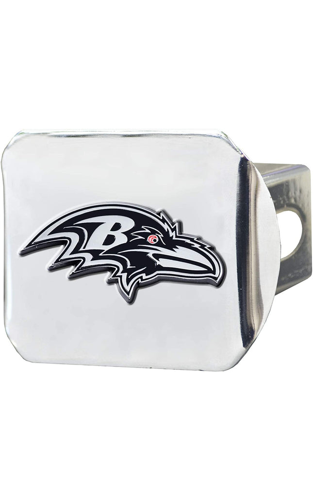 Baltimore Ravens Hitch Cover Solid Metal with Raised Chrome Metal Emblem 2" Square Type III