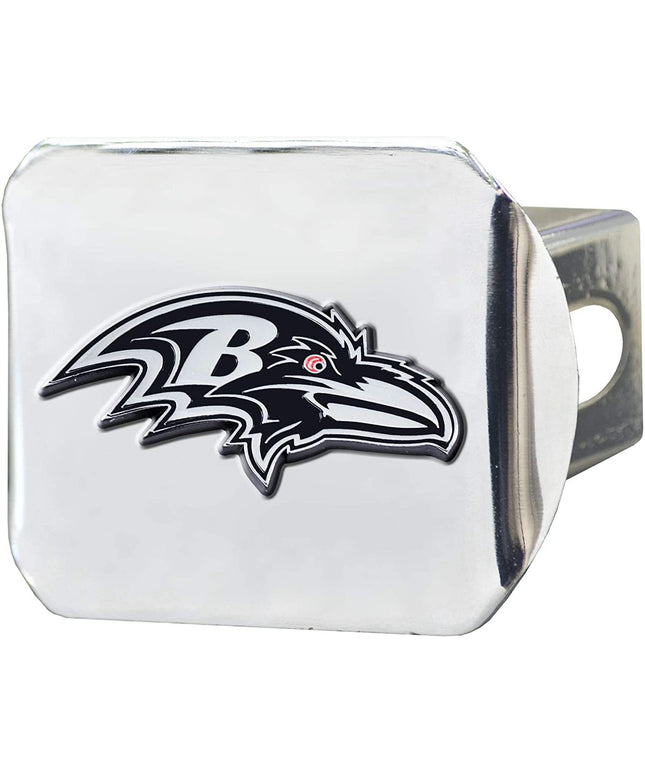 Baltimore Ravens Hitch Cover Solid Metal with Raised Chrome Metal Emblem 2" Square Type III