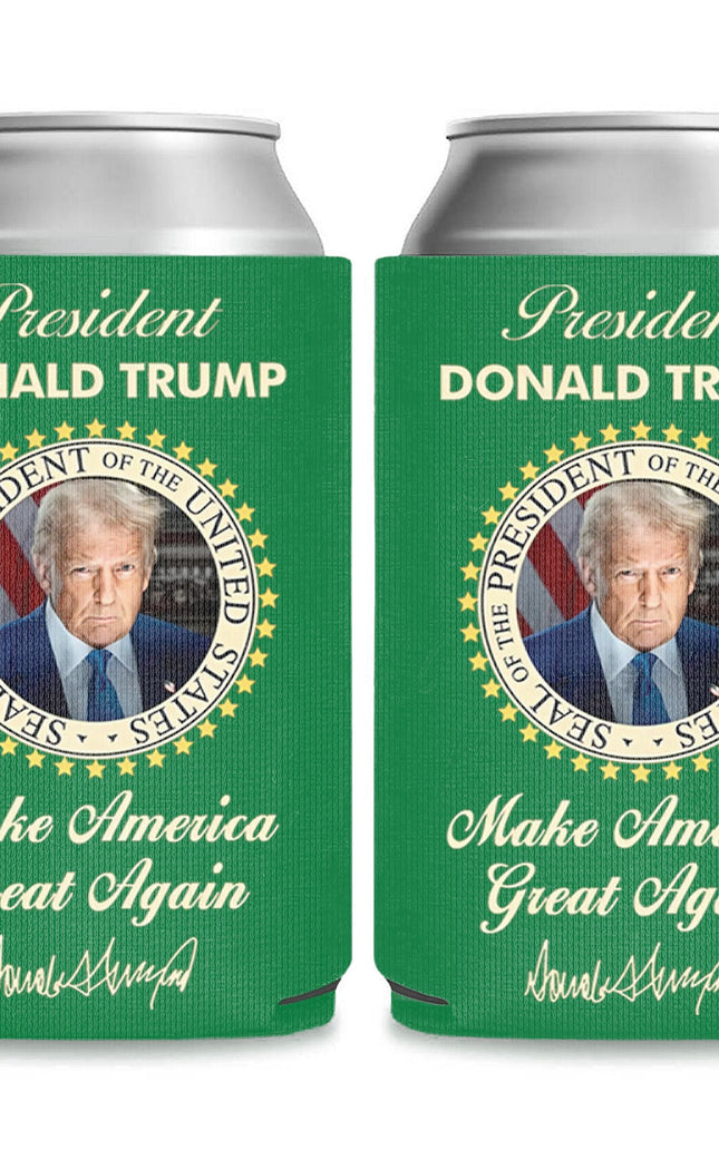 President Donald Trump Can Cooler | US Patriotic Pride Can Holder | MAGA Can Sleeve For Drinks 682407 - GOP